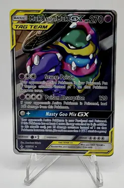Pokemon Muk & Alolan Muk GX TAG TEAM Full Art Ultra Rare Holo 197/214 - Image 1