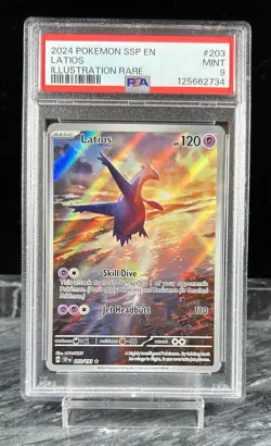 2024 POKEMON SSP EN-SURGING SPARKS ILLUSTRATION RARE #203 LATIOS PSA 9 - Image 1