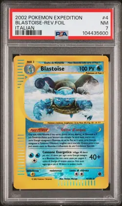 Pokemon Blastoise Reverse Holo 37/165 Expedition Base Set PSA 7 Italian e-Series - Image 1