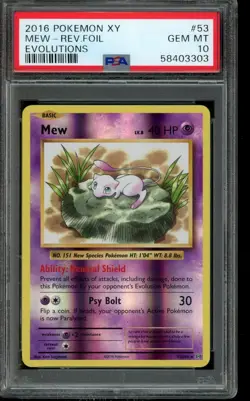 PSA 10 GEM MINT Pokemon Mew XY Evolutions Reverse Holo 53/108 - Image 1