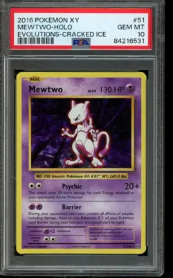 PSA 10 GEM MINT Pokemon Mewtwo XY Evolutions Cracked Ice Holo 51/108 - Image 1