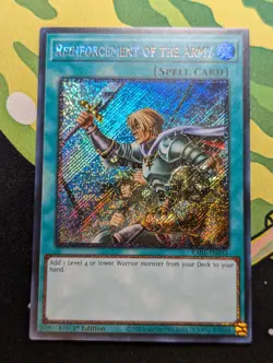 YuGiOh Reinforcement of the Army Platinum Secret Rare RA01-EN051 1st Edition NM - Image 1
