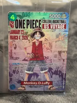 Monkey.D.Luffy College Basketball US Voyage P-055 One Piece Promo Card- SEALED - Image 1