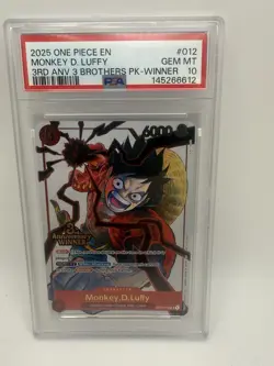2025 ONE PIECE 3RD ANNIV. TOURNAMENT 3 BROTHERS 012 MONKEY D. LUFFY WINNER PSA10 - Image 1