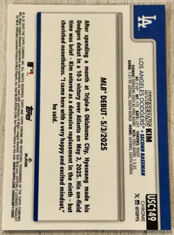 2025 Topps Chrome Update Series - Hyeseong Kim #USC149 RayWave Refractor (RC) - Image 2