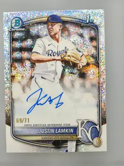 2025 Bowman Draft Justin Lamkin Chrome Auto Sparkle Refractor 1st Prospect #/71 - Image 1