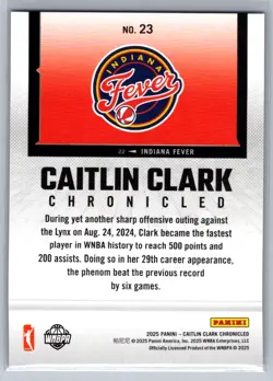 2025 Panini Caitlin Clark Chronicles #23 Blue #/199 - Image 2