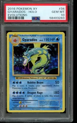 PSA 10 GEM MINT Pokemon Gyarados XY Evolutions Holo 34/108 - Image 1