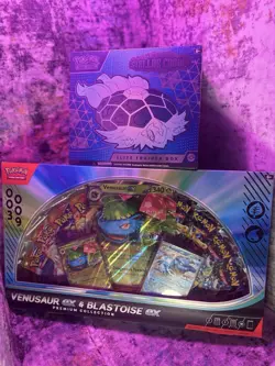 Stellar Crown ETB + Venusaur Ex & Blastoise Ex Premium Collection Pokemon TCG - Image 1