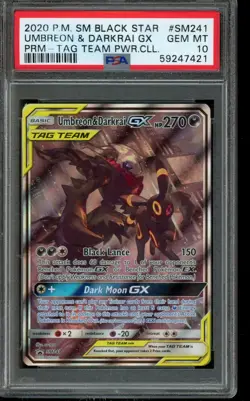 PSA 10 GEM MINT Pokemon Umbreon & Darkrai GX Promo Tag Team SM241 - Image 1
