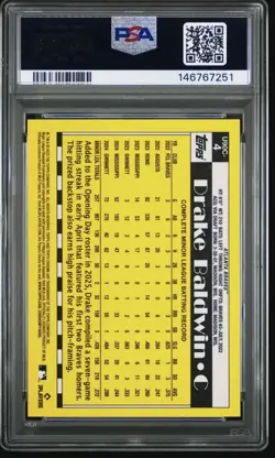 Drake Baldwin RC (ROY) MOJO PSA 9 MINT 2025 Topps Update #U90C-4 Atlanta Braves - Image 2