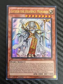 Yugioh Ehther The Heavenly Monarch SR01-EN000 Ultra Rare 1st Edition LP/MP - Image 1