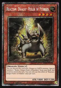 Reactan, Dragon Ruler of Pebbles Platinum Secret Rare RA03-EN254 Yugioh TCG Card - Image 1