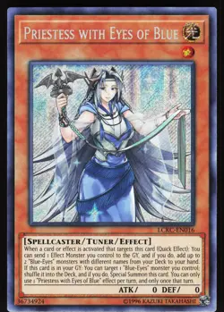 Priestess with Eyes of Blue LCKC-EN016 Yugioh TCG Card Secret Rare LP - Image 1