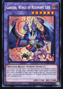 Garura, Wings of Resonant Life MP23-EN148 Yugioh TCG Card Prismatic Secret Rare - Image 1