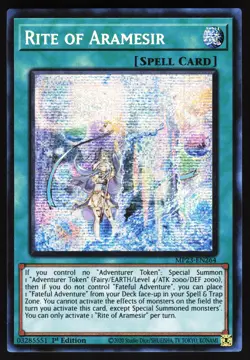 Rite of Aramesir MP23-EN264 Yugioh TCG Card Prismatic Secret Rare NM - Image 1
