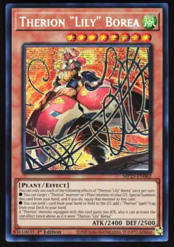 Therion "Lily" Borea MP23-EN062 Yugioh TCG Card Prismatic Secret Rare NM - Image 1