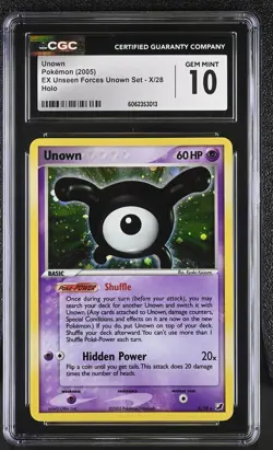 CGC 10 GEM MINT Unown 2005 EX Unseen Forces Unown Set X/28 Holo Pokemon Card psa - Image 1