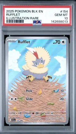 PSA 10- Rufflet 154/086 - Illustration Rare -2025 Pokemon Black Bolt #154 - Image 1