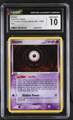 CGC 10 GEM MINT Unown 2005 EX Unseen Forces Unown Set O/28 Holo Pokemon Card psa - Image 1