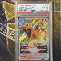 2022 POKEMON SWORD & SHIELD BRILLIANT STARS #018 CHARIZARD VSTAR PSA 10 - Image 1