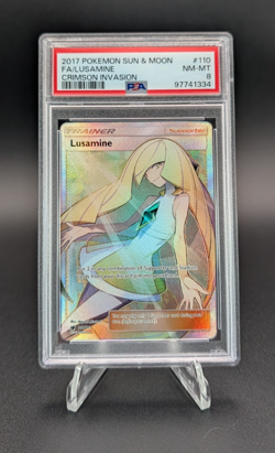 Lusamine 2017 Pokemon Sun & Moon Full Art Crimson Invasion #110 PSA 8 - Image 1