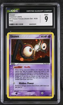 CGC 9 MINT Unown 2005 EX Unseen Forces Unown Set N/28 Holo Pokemon Card psa - Image 1