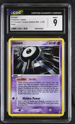 CGC 9 MINT Unown 2005 EX Unseen Forces Unown Set L/28 Holo Pokemon Card psa - Image 1