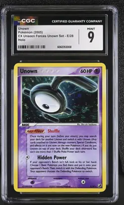 CGC 9 MINT Unown 2005 EX Unseen Forces Unown Set E/28 Holo Pokemon Card psa - Image 1