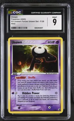 CGC 9 MINT Unown 2005 EX Unseen Forces Unown Set F/28 Holo Pokemon Card psa - Image 1
