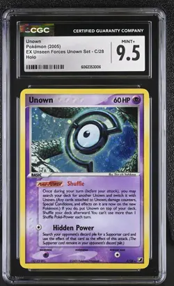 CGC 9.5 MINT+ Unown 2005 EX Unseen Forces Unown Set C/28 Holo Pokemon Card psa - Image 1