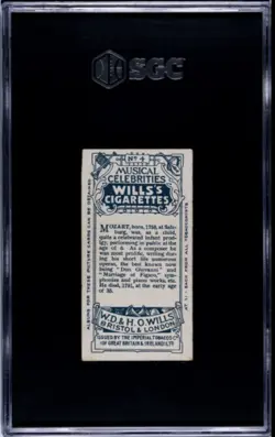 1911 Wills Musical Celebrities Tobacco Wolfgang Mozart #4 SGC 4 - Image 2