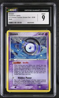 CGC 9 MINT Unown 2005 EX Unseen Forces Unown Set D/28 Holo Pokemon Card psa - Image 1