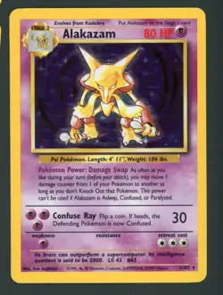 Alakazam 001/102 Base Set Holo Unlimited Pokemon Card LP - Image 1