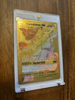 Pokemon - Collectible Gold Foil Art Card - Pikachu & Zekrom GX 184/181 NM - Image 3
