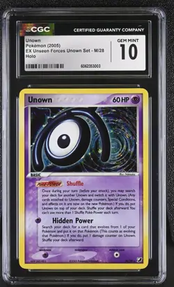 CGC 10 GEM MINT Unown 2005 EX Unseen Forces Unown Set M/28 Holo Pokemon Card - Image 1