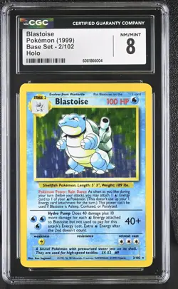 CGC 8 Stage Error Blastoise 1999 Base Set 2/102 Holo Pokemon Card - Image 1