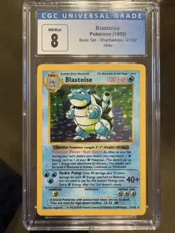 1999 Pokemon TCG Blastoise Holo Shadowless Base Set 2/102 CGC 8 - Image 1