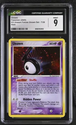 CGC 9 MINT Unown 2005 EX Unseen Forces Unown Set T/28 Holo Pokemon Card psa - Image 1