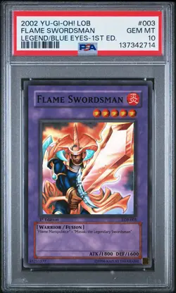 Flame Swordsman LOB-003 1st Edition Super Rare GLOSSY Yugioh PSA 10 *714 - Image 1
