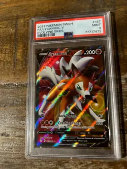 POKEMON 2021 SWSH Evolving Skies Full Art LYCANROC V #187 PSA 9 RARE - Image 1