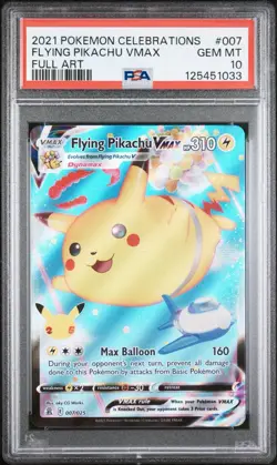 2021 POKEMON CELEBRATIONS #007 FULL ART/FLYING PIKACHU VMAX PSA 10 - Image 1