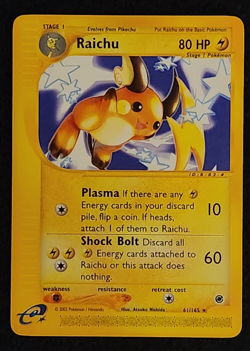 2002 Pokemon Expedition Base Set Raichu Rare 61/165 EX-NM - Image 1