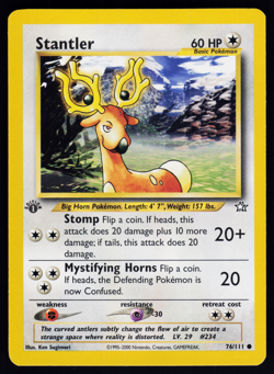 Stantler 76/111 Pokemon Neo Genesis 1st Edition Grey Stamp Error Misprint - Image 1