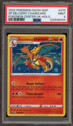 Pokemon Special Delivery Charizard P.M. Center UK Holo Promo SWSH075 PSA 9 Mint - Image 1