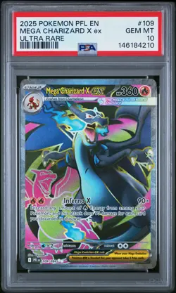 2025 POKEMON PFL EN-PHANTASMAL FLAMES ULTRA RARE #109 MEGA CHARIZARD X EX PSA 10 - Image 1