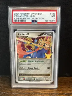 2021 Pokemon TCG SWSH135 Promo Zacian X Celebrations PSA7 - Image 1