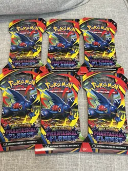 AUTHENTIC NEW Pokemon TCG Mega Evolution Phantasmal Flames Booster Pack BUNDLE 6 - Image 1