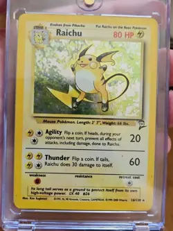 Pokemon TCG Raichu Base Set 2 Holo Unlimited Holo Rare Card 16/130 LP - Image 1