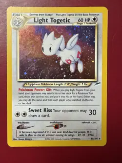 Pokemon TCG Light Togetic Neo Destiny 15/105 Holo Unlimited Rare Card *SWIRL* - Image 2